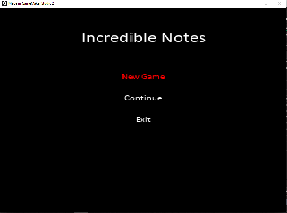 Incredible Notes Menu